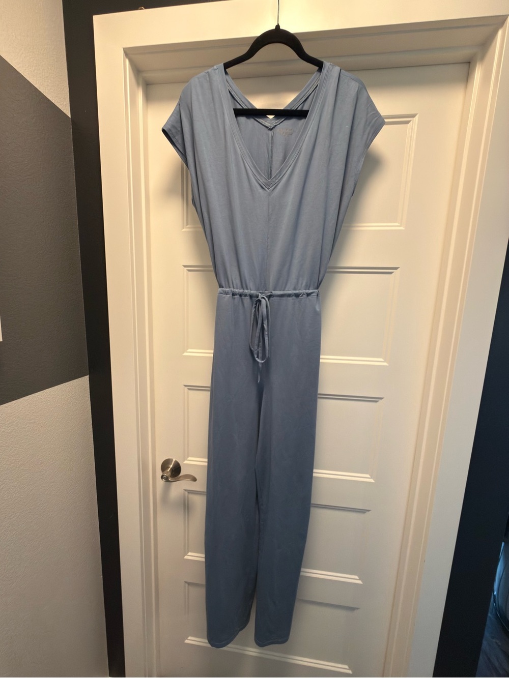 Athleta - Light Blue V-Neck Jumpsuit with Drawstring Waist